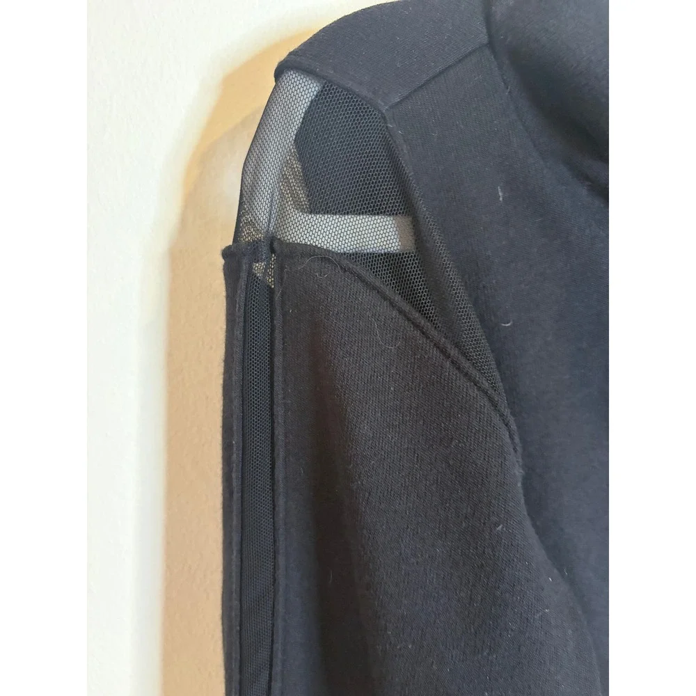 Alo Yoga Black Mesh Panel Cowl Neck Cropped Pullover Sweatshirt Womens Medium